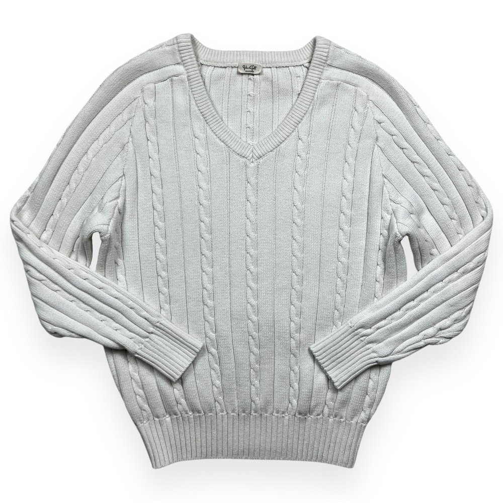 Brandy Melville Ida Cotton‎ Cable Knit V Neck Sweater